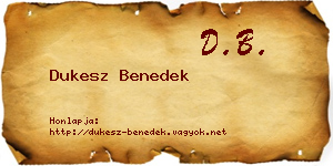 Dukesz Benedek névjegykártya